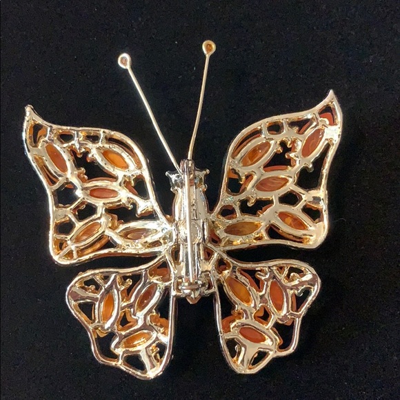 Vintage orange butterfly brooch - Picture 3 of 8